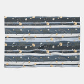 Boho Wilde Bloem Navy Gestreepte Moderne Huis Deco Theedoek (Horizontaal)