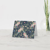 Boho Wilde Bloem Navy Trouw Dankkaart Bedankkaart (Achterkant)