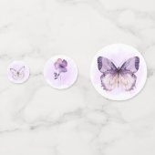 Boho Wilde Bloem Paarse Vlinder Baby Shower Confetti (Voorkanten)