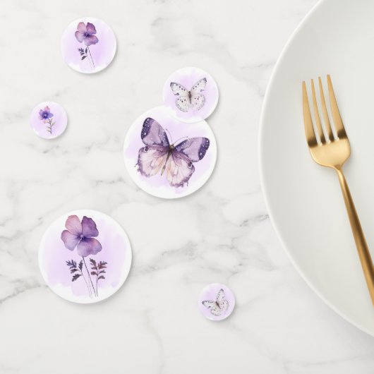 Boho Wilde Bloem Paarse Vlinder Baby Shower Confetti (Groep)
