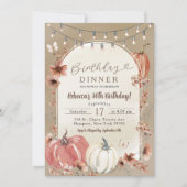 Boho Wilde Bloem Pompoen Verjaardagsfeest Diner Kaart (Voorkant)