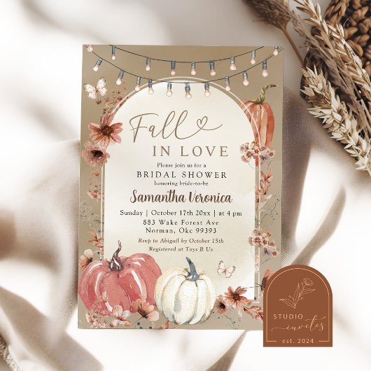 Boho Wilde Bloem Pompoen Verliefd Bruiloft Bridal Kaart