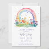 Boho Wilde Bloem Regenboog Baby Shower Kaart (Voorkant)