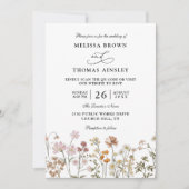 Boho Wilde Bloem Rustieke Budget QR Code Huwelijk Kaart (Voorkant)