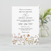 Boho Wilde Bloem Rustieke Budget QR Code Huwelijk Kaart (Staand voorkant)