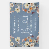 Boho Wilde Bloem Rustieke Periwinkle Bruidsdouche Spandoek (Verticaal)