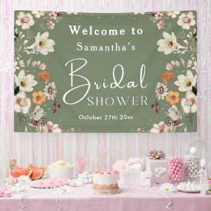 Boho Wilde Bloem Rustieke Salie Groene Bruiloft Fe Spandoek