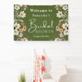 Boho Wilde Bloem Rustige Mos Groen Bruidsmeisje Sh Spandoek (Insitu)