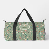 Boho Wilde Bloem Sage Groen Monogram Plunjezak (Voorkant)