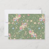 Boho Wilde Bloem Sage Groene Trouw QR Code RSVP Kaartje (Achterkant)