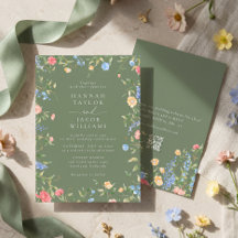Boho Wilde Bloem Salie Groene QR Code RSVP Trouwen