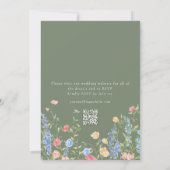 Boho Wilde Bloem Salie Groene QR Code RSVP Trouwen Kaart (Achterkant)