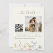 Boho wilde bloem salie groene script QR code bruil Kaart (Achterkant)
