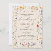 Boho wilde bloem Script bruiloft Kaart (Voorkant)