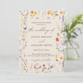 Boho wilde bloem Script bruiloft Kaart (Staand voorkant)