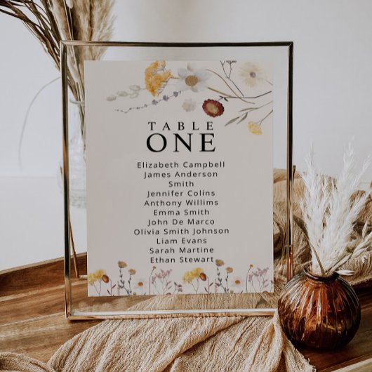 Boho Wilde Bloem Tafel Zitplaatsen Chard Kaarten