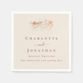 Boho Wilde Bloem Tan Beige Terracotta Bruiloft Servet (Voorkant)