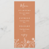 Boho wilde bloem terracotta bruiloft menu (Voorkant)