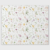 Boho Wilde Bloem Tuin Bloemmotief Cadeaupapier (Vlak)