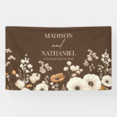 Boho Wilde Bloem Tuin Bruiloft Spandoek (Horizontaal)