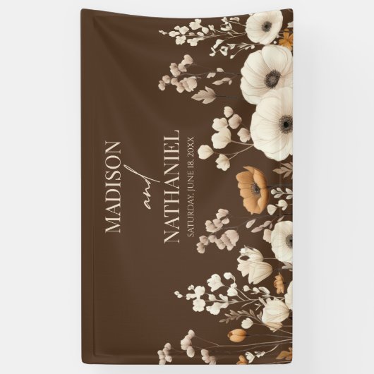 Boho Wilde Bloem Tuin Bruiloft Spandoek (Verticaal)