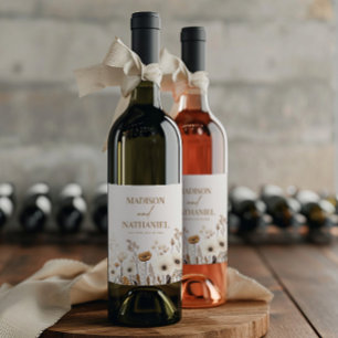 Boho Wilde Bloem Tuin Bruiloft Wijn Etiket
