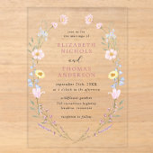 Boho Wilde Bloem Tuin Krans Bruiloft Acryl Uitnodigingen (Voorkant)