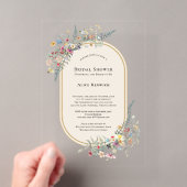 Boho Wilde Bloem Varens Beige Bruiloft Feest Acryl Uitnodigingen (Insitu (Draagbaar))