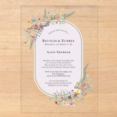 Boho Wilde Bloem Varens Lavendel Bruids Brunch Acryl Uitnodigingen (Voorkant)