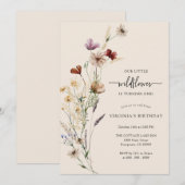 Boho Wilde Bloem Verjaardagsuitnodiging Kaart (Voorkant / Achterkant)