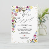 Boho Wilde Bloem Verlovingsfeest Kaart (Staand voorkant)