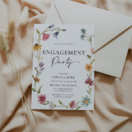 Boho Wilde Bloem Verlovingsuitnodiging Kaart