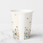 Boho Wilde Bloem Vlinder Bruiloft Feest Papieren Bekers (Rechts)