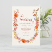 Boho Wilde Bloem Vlinder Trouw QR Code Kaart (Staand voorkant)