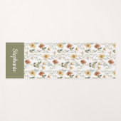 Boho Wilde Bloem Waterverf Aangepaste Naam Yogamat (Voorkant (horizontaal))