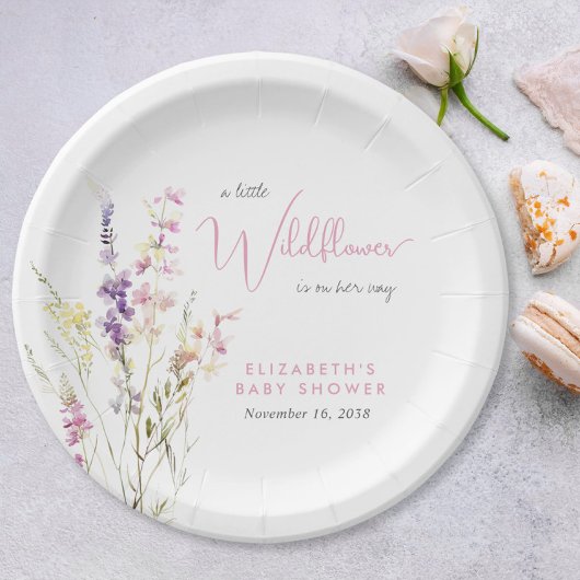 Boho Wilde Bloem Waterverf Baby Shower Papieren Bordje