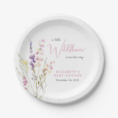 Boho Wilde Bloem Waterverf Baby Shower Papieren Bordje (Voorkant)