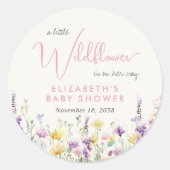 Boho wilde bloem waterverf baby shower ronde sticker (Voorkant)