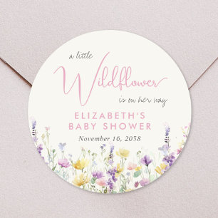 Boho wilde bloem waterverf baby shower ronde sticker