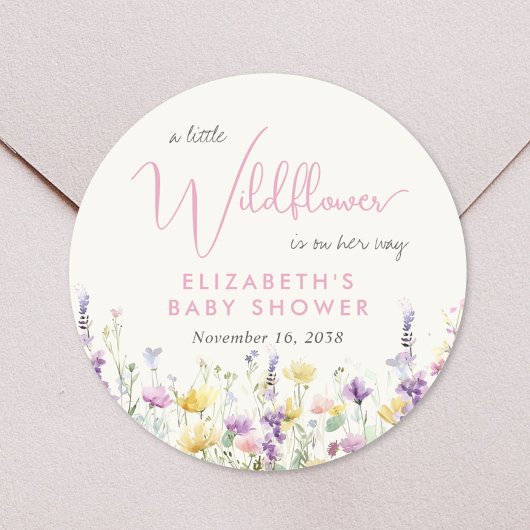 Boho wilde bloem waterverf baby shower ronde sticker