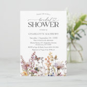 Boho Wilde Bloem Waterverf Bloem Bruiloft Borrel Kaart (Staand voorkant)
