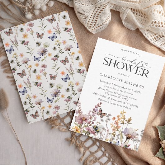 Boho Wilde Bloem Waterverf Bloem Bruiloft Borrel Kaart