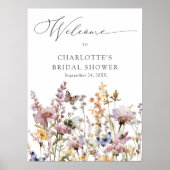 Boho Wilde Bloem Waterverf Bloem Bruiloft Feest Poster (Voorkant)