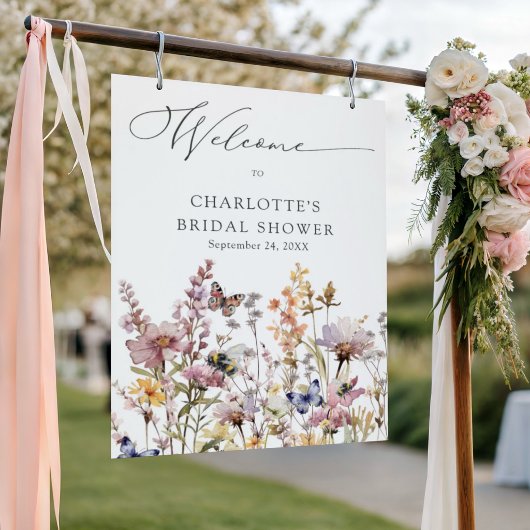 Boho Wilde Bloem Waterverf Bloem Bruiloft Feest Poster