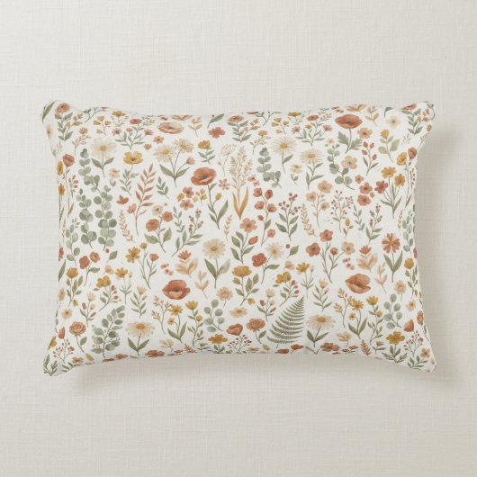 Boho-wilde-bloem-waterverf-bloem-terracotta accent kussen (Voorkant)