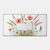Boho Wilde Bloem Waterverf Bloemenschilderij Drip Bureaumat (Keyboard & Muis)