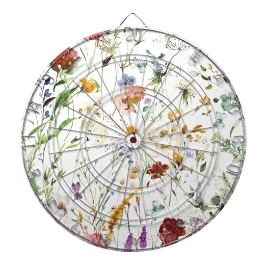 Boho Wilde Bloem Waterverf Lente Bloem Dartbord (Voorkant)