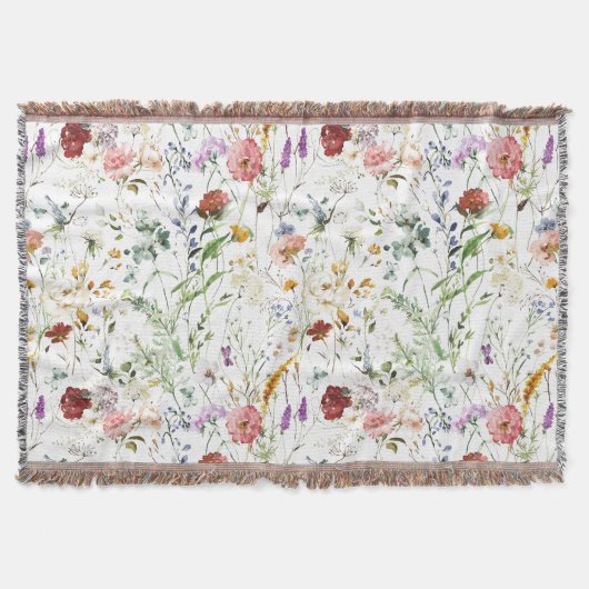 Boho Wilde Bloem Waterverf Lente Bloem Deken (Voorkant)
