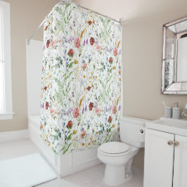 Boho Wilde Bloem Waterverf Lente Bloem Douchegordijn