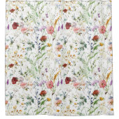 Boho Wilde Bloem Waterverf Lente Bloem Douchegordijn (Voorkant)